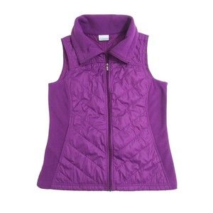 Columbia Women's Medium Mix it Around Quilted Fleece Zip Vest Jacket Purple